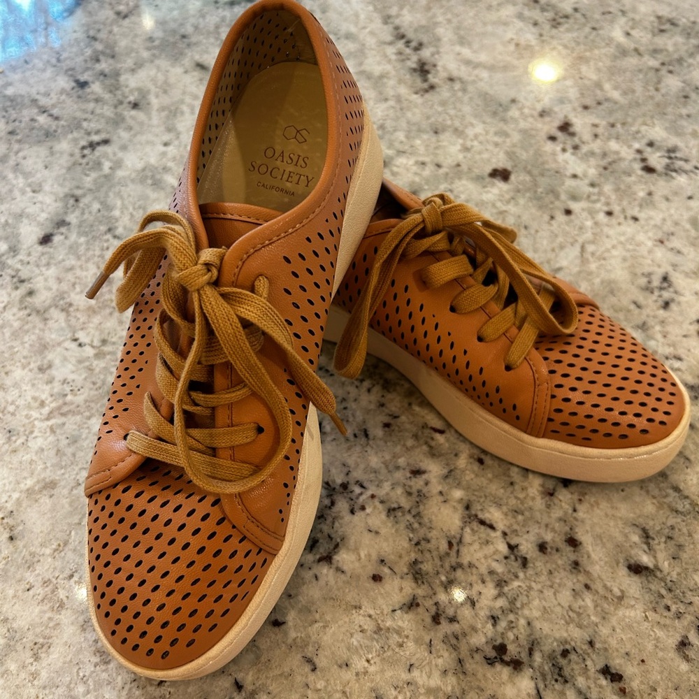 Perfect for Fall - Oasis Society Tan Perforated Loafers Offers Accepted